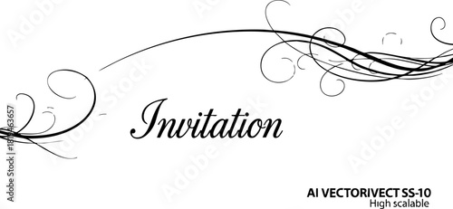 Elegant invitation design with swirling decorative elements and elegant script typography perfect for weddings and formal events