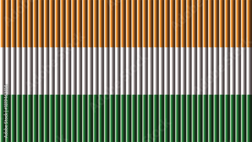 A vibrant and colorful depiction of the indian flag featuring saffron white and green stripes