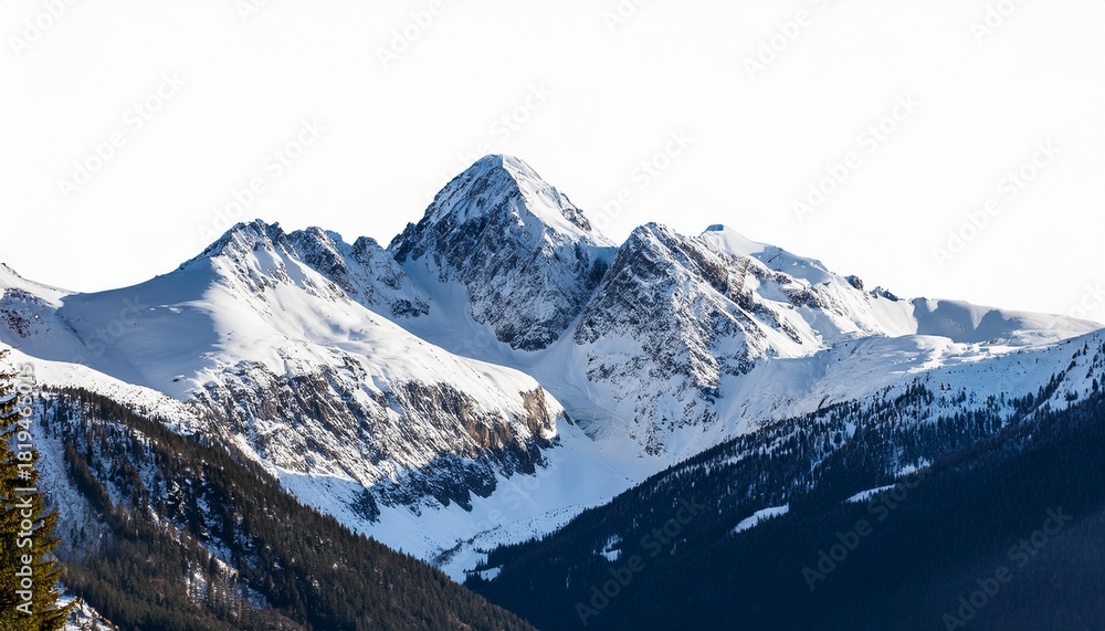 Fototapeta premium majestic snow covered mountain peaks isolated on transparent cutout background