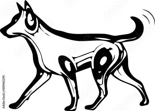 Playful dog with a wagging tail, a symbol of loyalty and friendship, perfect for pet-themed designs and animal-related projects