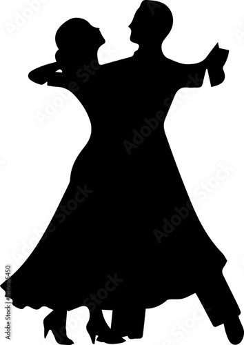 Elegant couple gracefully dancing ballroom waltz, embodying passion and romantic connection in a timeless embrace