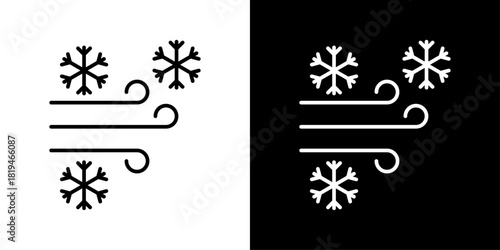 Minimal cold breeze icon with smooth flowing lines, ideal for weather apps, cooling systems, AC graphics, fresh air concepts, summer designs, and modern UI.