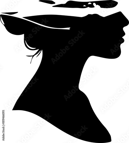 Elegant silhouette of a woman's profile conveying sophistication and timeless beauty, perfect for fashion and luxury branding projects