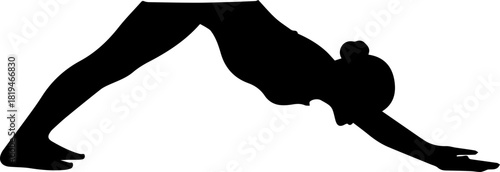 Dynamic silhouette of a woman performing downward facing dog yoga pose conveying strength flexibility and mindful movement