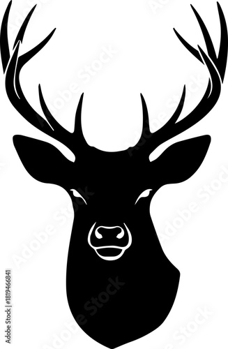 Majestic deer head silhouette captures the wild spirit of nature, perfect for rustic decor and outdoor branding