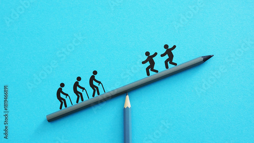 Tableau sur toile Aging society and low birthrate as social problems of Demographic Shift and Popu