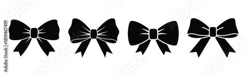 Illustration of the celebration bow simple silhouette vector icon set. happy New Year 2026 vector icons collection.