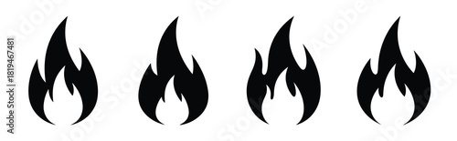 Illustration of the celebration flame simple silhouette vector icon set. happy New Year 2026 vector icons collection.