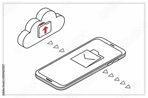 Cloud Storage Illustration Set Secure Data Backup, Cloud Computing, File Management Vector