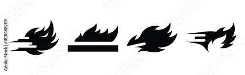 Illustration of the fire dash simple silhouette vector icon set. happy New Year 2026 vector icons collection.