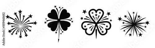 Illustration of the lucky firework simple silhouette vector icon set. happy New Year 2026 vector icons collection.