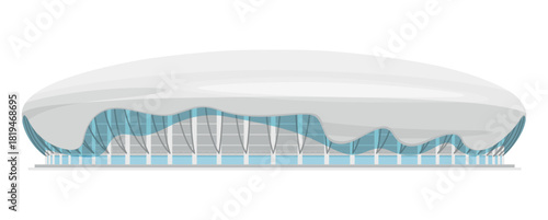 Modern sport stadium facade showcasing innovative architectural design and unique curves in a minimalist style