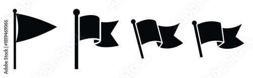 Illustration of the party flag simple silhouette vector icon set. happy New Year 2026 vector icons collection.