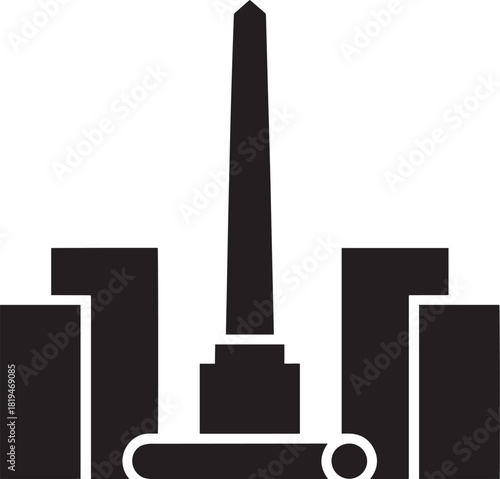 Buenos aires city skyline silhouette with obelisco landmark vector graphic illustration of famous places