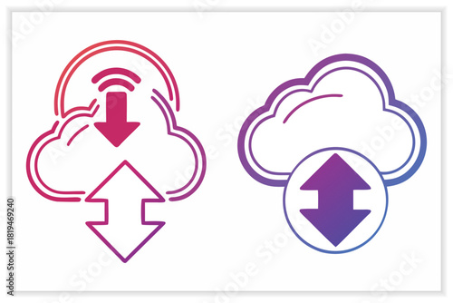 Cloud Storage Illustration Set Secure Data Backup, Cloud Computing, File Management Vector