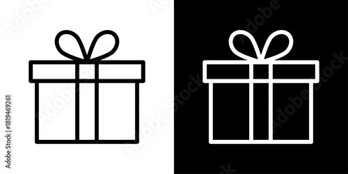 Minimal gift box icon with a clean outline style, ideal for celebrations, birthdays, sales promotions, festive events, ecommerce banners, and modern UI design.