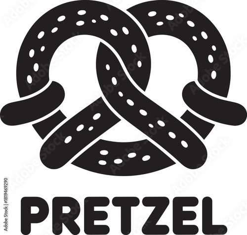 Classic soft pretzel with salt dots, traditional baked snack food item vector illustration