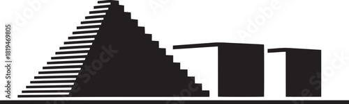 Modern architectural building silhouette vector pyramid structure contemporary design