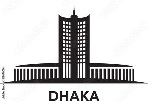 Silhouette of dhaka a famous landmark in bangladesh on transparent background