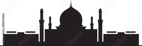 Silhouette of the taj mahal a famous historical monument in agra india on transparent background