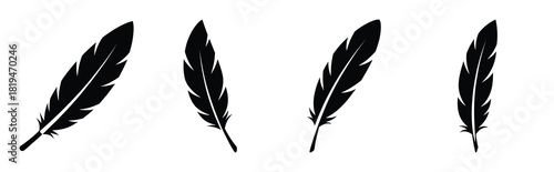 Illustration of the wish feather simple silhouette vector icon set. happy New Year 2026 vector icons collection.