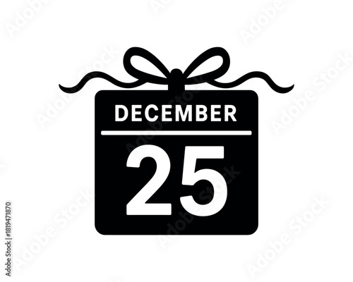 Christmas calendar with 25 marked black silhouette with day and ribbon lines event countdown visual