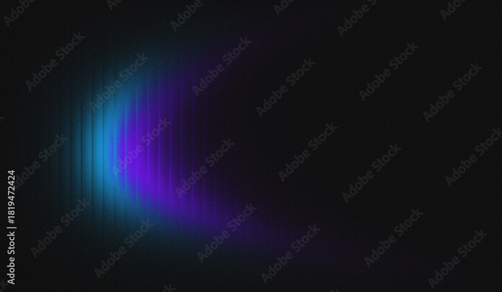 Fototapeta premium Vibrant neon gradient light wave glows in deep darkness, creating a futuristic abstract mood. Soft cyan and purple illumination forms a smooth curved beam. Modern digital backdrop for tech or creative