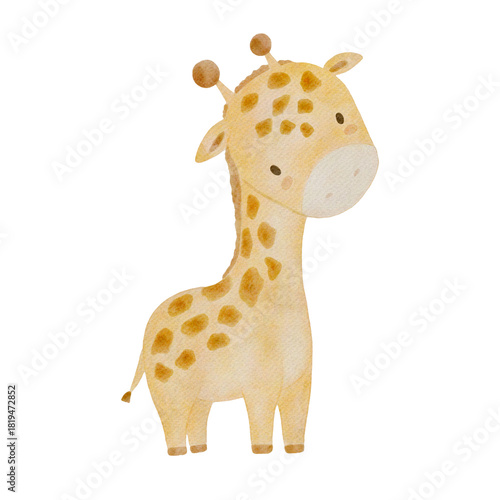 Watercolor cute giraffe. Safari animal Illustration for kids