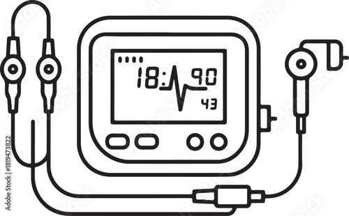 Digital blood pressure monitor medical device on white background