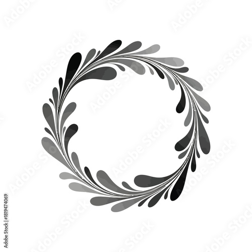 Abstract gradient wreath illustrated as a minimal black and white silhouette vector for decorative and festive design