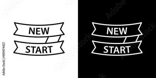 Modern minimal “New Start” icon symbolizing fresh beginnings, perfect for motivation posts, goal-setting designs, business updates, growth themes, and new year content.