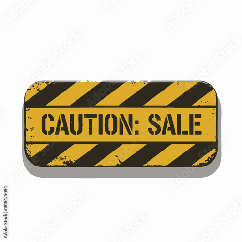 CAUTION SALE yellow hazard tape banner for attention-grabbing discounts and urgency-driven promotions