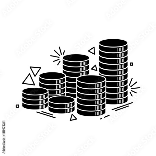 coin stack Golden coin stack with crown hovering