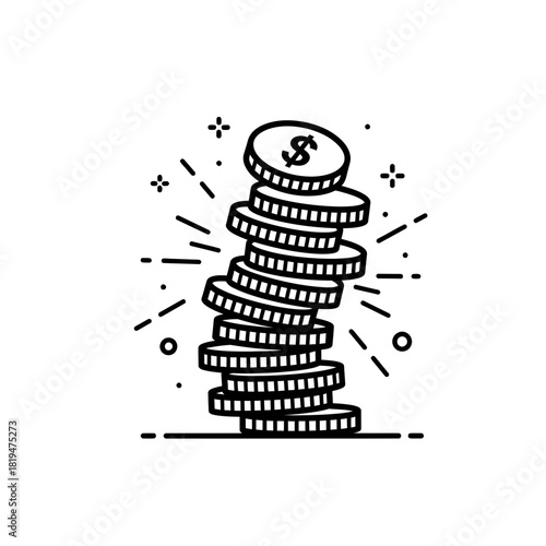 coin stack Abstract coin stack with halo effect illustration