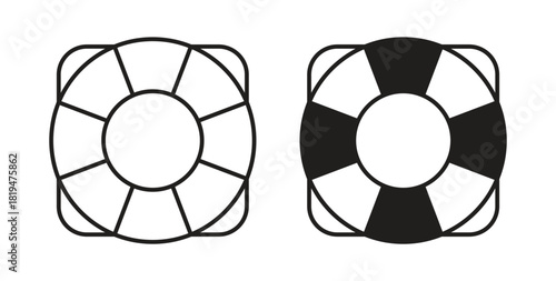 Life buoy icons set isolated on white background flat vector illustration.