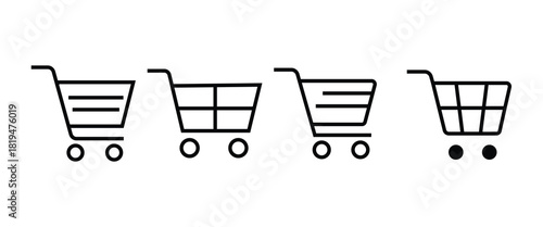 Shopping cart sign symbol icon set