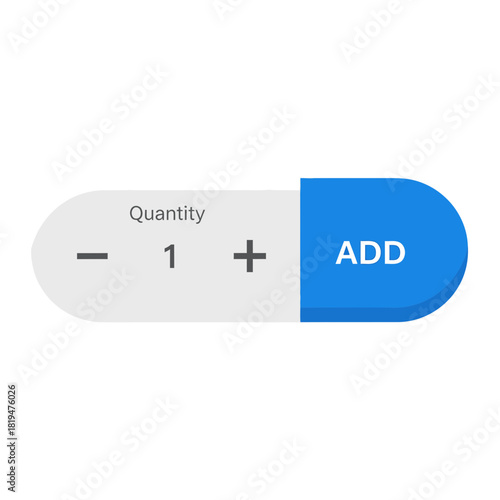 Minimal blue quantity selector with plus and minus buttons and bold ADD label, perfect for e-commerce product pages and shopping app interfaces