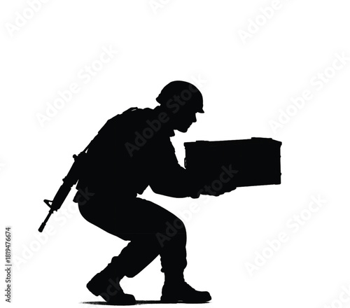 Soldier Carrying Ammo Box