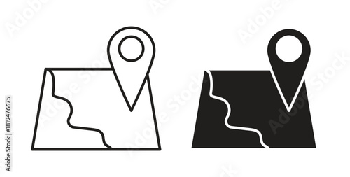 Map icons set isolated on white background flat vector illustration.