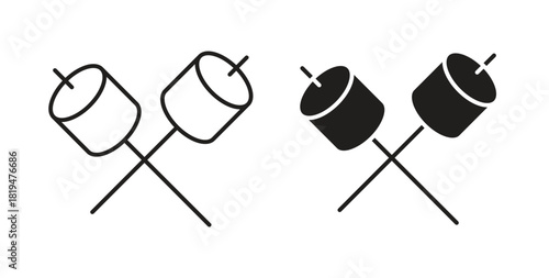 Marshmallow icons set isolated on white background flat vector illustration.