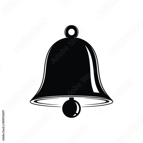 Glass bell with a metal clapper rendered as a clean black and white silhouette vector for decorative design use