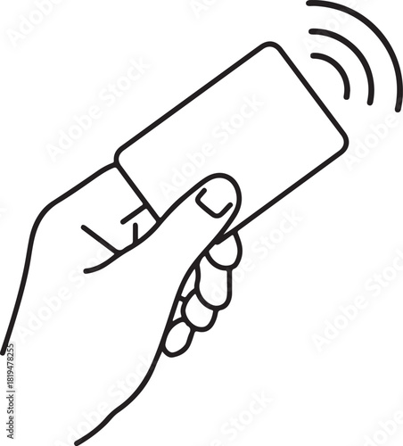  credit card and hand tap pay wave. Vector wireless NFC and contactless pay pass icons set
