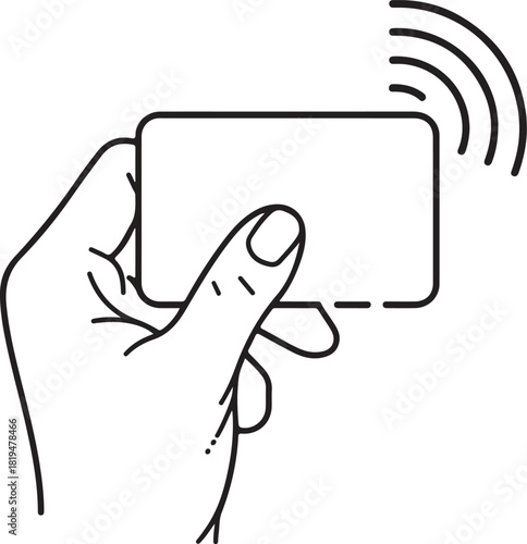Contactless payment, credit card and hand tap pay wave logo. Vector wireless NFC and contactless pay pass icon

