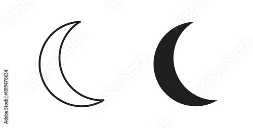 Moon icons set isolated on white background flat vector illustration.