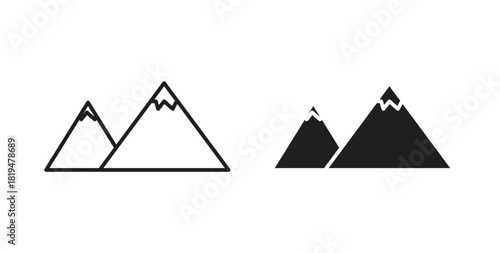 Mountain icons set isolated on white background flat vector illustration.