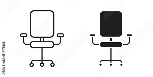 Office chair icons set isolated on white background flat vector illustration.