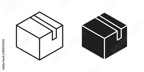 Package icons set isolated on white background flat vector illustration.