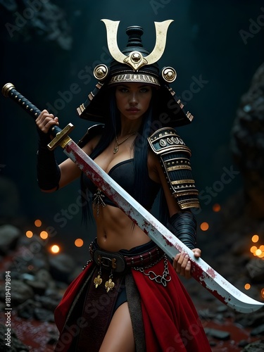 young woman with a sword