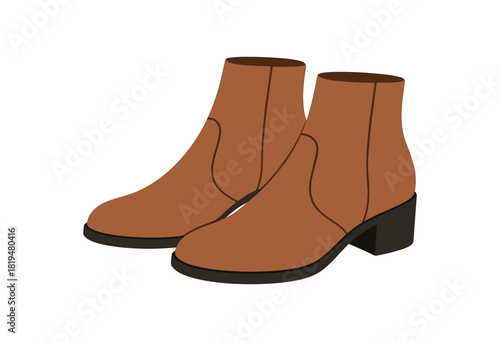 Flat vector illustration of ankle pair with side seams rounded silhouette minimal fashion style
