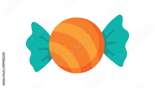 Flat vector illustration of colorful candy with bright wrapper ends rounded form minimal detail